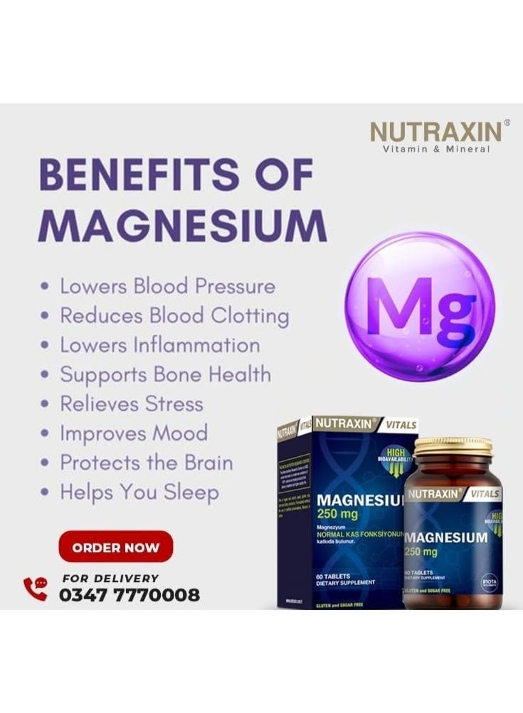 نوتركسين نيوتراكسين سترات المغنيسيوم يدعم العضلات والعظام والجهاز العصبي، ٢٥٠ ملغ، ٦٠ قرصًا نباتيًا - Image 2